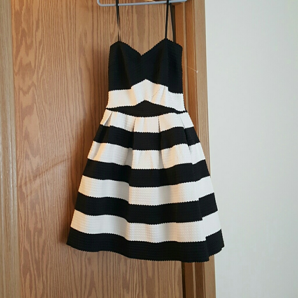 Brand new, black and white stripe dress